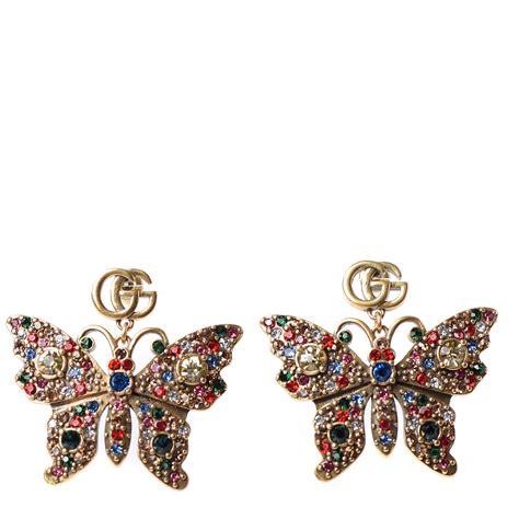 gucci butterfly earrings|gucci crystal butterfly earrings.